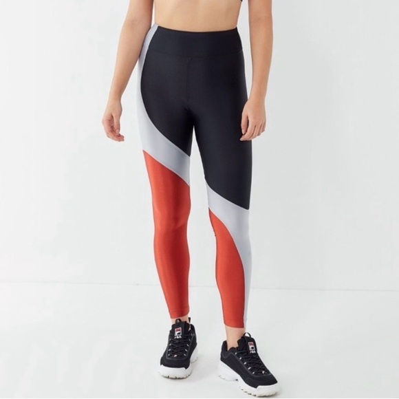 NEW Koral Colorblock Athletic Leggings in Black, Red & Silver from Bandier sz S - Picture 2 of 8